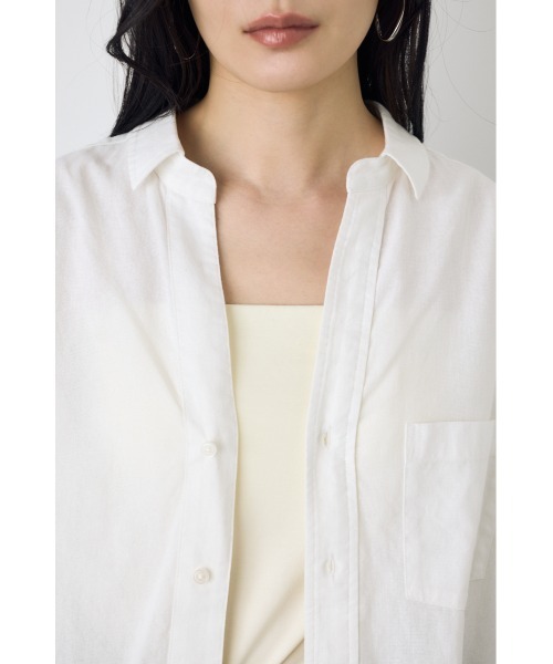 AZUL by moussy(アズールバイマウジー)の「フレンチリネンCOOLMAXアーバンリラックスシャツ(シャツ/ブラウス・レディース・イエロー/ベージュ/ストライプ/ブラック/オフホワイト・SMALL/MEDIUM)」の12枚目の写真