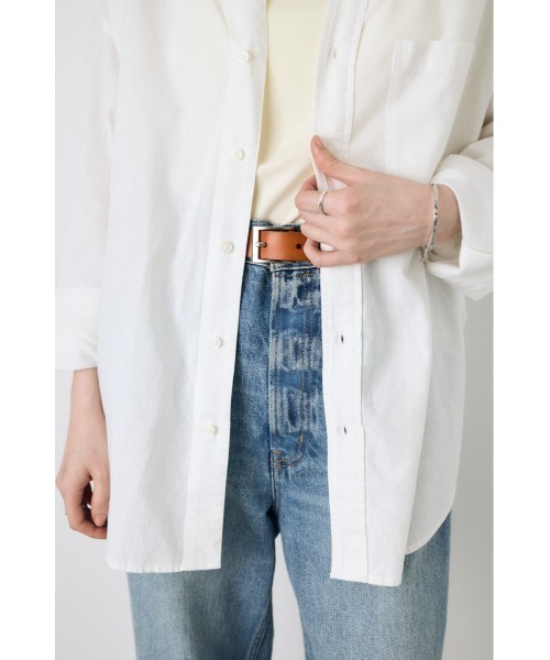 AZUL by moussy(アズールバイマウジー)の「フレンチリネンCOOLMAXアーバンリラックスシャツ(シャツ/ブラウス・レディース・イエロー/ベージュ/ストライプ/ブラック/オフホワイト・SMALL/MEDIUM)」の14枚目の写真