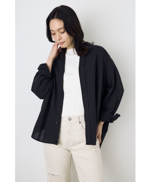 AZUL by moussy(アズールバイマウジー)の「フレンチリネンCOOLMAXアーバンリラックスシャツ(シャツ/ブラウス・レディース・イエロー/ベージュ/ストライプ/ブラック/オフホワイト・SMALL/MEDIUM)」の15枚目の写真