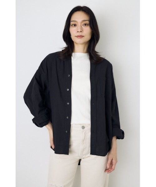 AZUL by moussy(アズールバイマウジー)の「フレンチリネンCOOLMAXアーバンリラックスシャツ(シャツ/ブラウス・レディース・イエロー/ベージュ/ストライプ/ブラック/オフホワイト・SMALL/MEDIUM)」の16枚目の写真