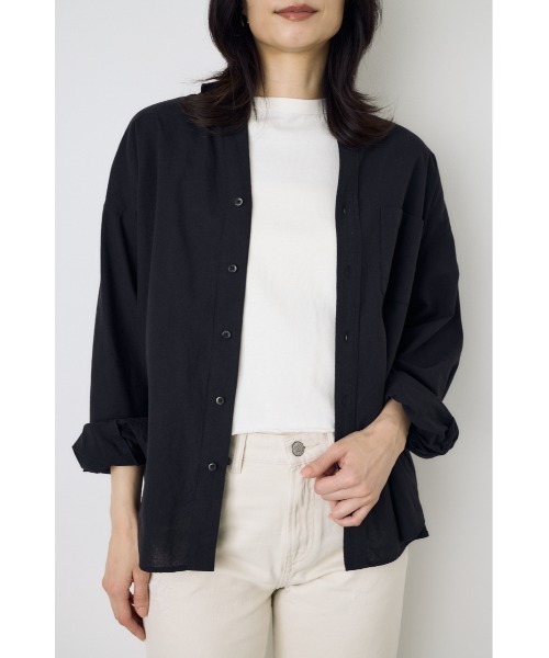 AZUL by moussy(アズールバイマウジー)の「フレンチリネンCOOLMAXアーバンリラックスシャツ(シャツ/ブラウス・レディース・イエロー/ベージュ/ストライプ/ブラック/オフホワイト・SMALL/MEDIUM)」の17枚目の写真