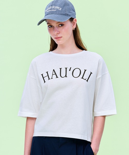 coca(coca)(コカ)の「袖ロールアップバックチャームTシャツ(Tシャツ/カットソー・レディース・チャコール/ホワイト・L/M/S)」の1枚目の写真