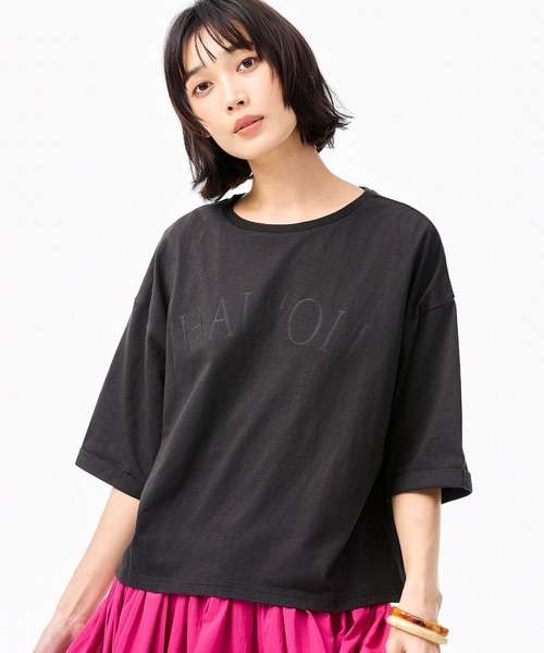 coca(coca)(コカ)の「袖ロールアップバックチャームTシャツ(Tシャツ/カットソー・レディース・チャコール/ホワイト・L/M/S)」の9枚目の写真