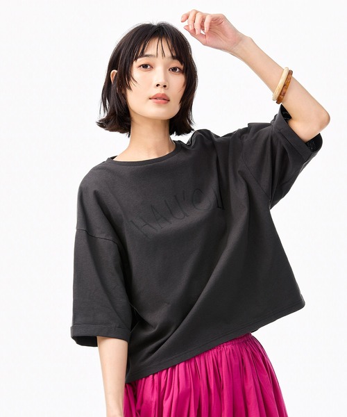 coca(coca)(コカ)の「袖ロールアップバックチャームTシャツ(Tシャツ/カットソー・レディース・チャコール/ホワイト・L/M/S)」の12枚目の写真