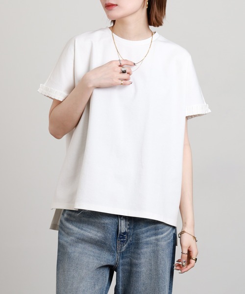 FUNALIVE（ファンアライブ）の「ESPEYRAC 袖グログランプルオーバー 半袖（Tシャツ/カットソー・レディース・オフホワイト/ベージュ/ネイビー・FREE）」の5枚目の写真
