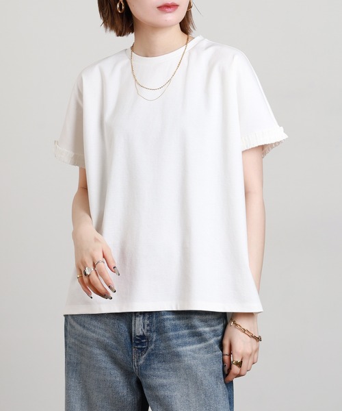 FUNALIVE（ファンアライブ）の「ESPEYRAC 袖グログランプルオーバー 半袖（Tシャツ/カットソー・レディース・オフホワイト/ベージュ/ネイビー・FREE）」の6枚目の写真