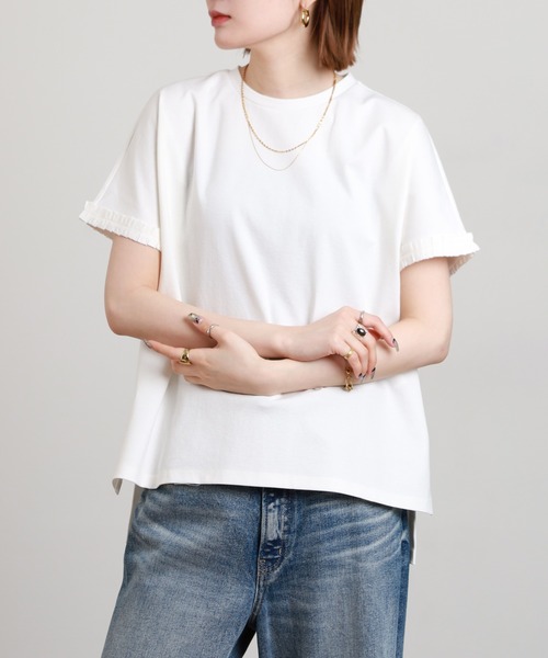 FUNALIVE（ファンアライブ）の「ESPEYRAC 袖グログランプルオーバー 半袖（Tシャツ/カットソー・レディース・オフホワイト/ベージュ/ネイビー・FREE）」の8枚目の写真