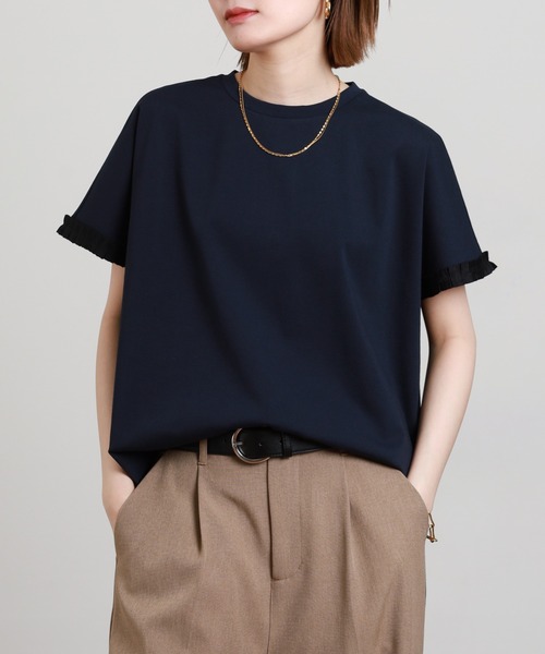 FUNALIVE（ファンアライブ）の「ESPEYRAC 袖グログランプルオーバー 半袖（Tシャツ/カットソー・レディース・オフホワイト/ベージュ/ネイビー・FREE）」の18枚目の写真