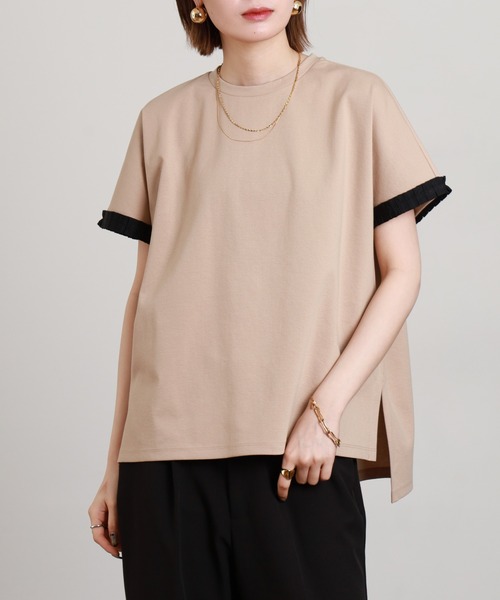 FUNALIVE（ファンアライブ）の「ESPEYRAC 袖グログランプルオーバー 半袖（Tシャツ/カットソー・レディース・オフホワイト/ベージュ/ネイビー・FREE）」の11枚目の写真
