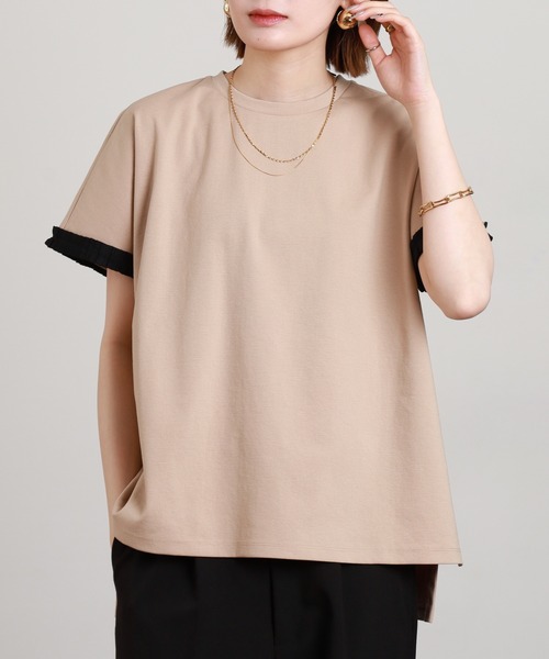 FUNALIVE（ファンアライブ）の「ESPEYRAC 袖グログランプルオーバー 半袖（Tシャツ/カットソー・レディース・オフホワイト/ベージュ/ネイビー・FREE）」の12枚目の写真