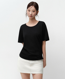 ウィメンズリラックスドライトウェイトCRスクープネックTシャツ[ブラック]