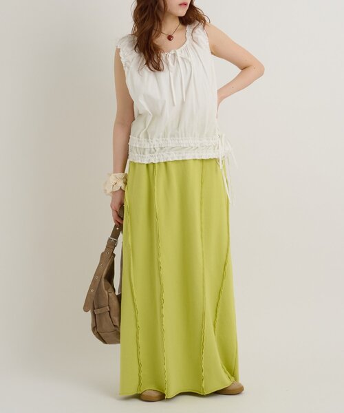 w closet(ダブルクローゼット)の「【セットアップ対応/ドット/無地】フリルギャザーノースリブラウス 夏服(シャツ/ブラウス・レディース・ホワイト系その他/オフホワイト/ブラック系その他/ブラック・FREE)」の18枚目の写真