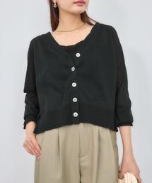 シアーVネックカーディガン 【低身長・小柄女性】