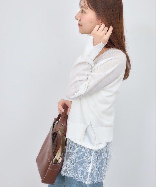 COHINA（コヒナ）の「シアーVネックカーディガン 【低身長・小柄女性】（カーディガン/ボレロ・レディース・グリーン/ブラック/ホワイト・ONE SIZE）」の11枚目の写真