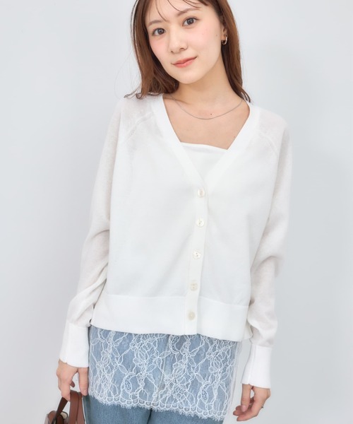 COHINA（コヒナ）の「シアーVネックカーディガン 【低身長・小柄女性】（カーディガン/ボレロ・レディース・グリーン/ブラック/ホワイト・ONE SIZE）」の10枚目の写真