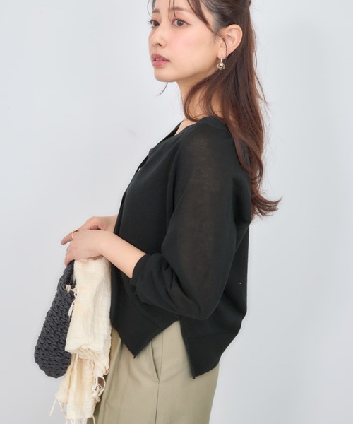 COHINA（コヒナ）の「シアーVネックカーディガン 【低身長・小柄女性】（カーディガン/ボレロ・レディース・グリーン/ブラック/ホワイト・ONE SIZE）」の17枚目の写真