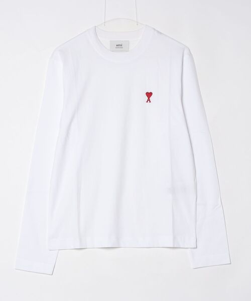 AMI Alexandre Mattiussi（アミアレクサンドルマテュッシ）の「【AMI PARIS】アミ パリス Small Heart Long Sleeve ワンポイント ロゴ ロンT / UTS205-726（Tシャツ/カットソー・メンズ・ホワイト/ブラック/グレー・MEDIUM/X-LARGE/LARGE/SMALL）」の5枚目の写真