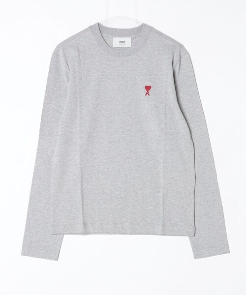 AMI Alexandre Mattiussi（アミアレクサンドルマテュッシ）の「【AMI PARIS】アミ パリス Small Heart Long Sleeve ワンポイント ロゴ ロンT / UTS205-726（Tシャツ/カットソー・メンズ・ホワイト/ブラック/グレー・MEDIUM/X-LARGE/LARGE/SMALL）」の4枚目の写真