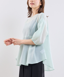 【NARACAMICIE】クレープ七分袖プルオーバー