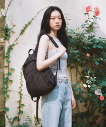 [INT] Curved shirring backpack_Black