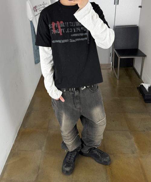 KICHUL（キチョル）の「Bind Raw Cut Straight Denim Pants (Black)（デニムパンツ・レディース・その他・SMALL/MEDIUM/LARGE）」の3枚目の写真