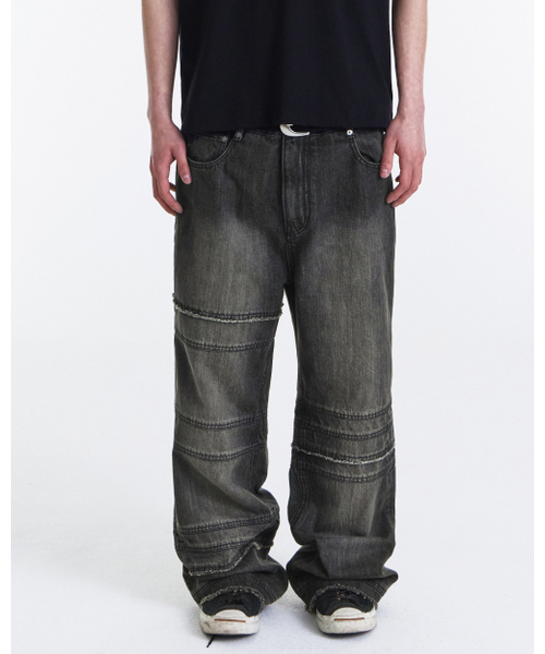 KICHUL（キチョル）の「Bind Raw Cut Straight Denim Pants (Black)（デニムパンツ・レディース・その他・SMALL/MEDIUM/LARGE）」の4枚目の写真