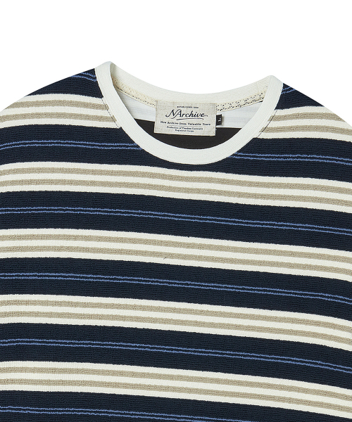 Beyond Closet（-）の「[COLLECTION LINE] エアリーストライプ半袖ニットネイビー（ニット/セーター・メンズ・その他・MEDIUM/LARGE）」の6枚目の写真