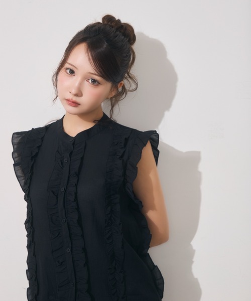 Noelie(ノエリー)の「フリルノースリーブブラウス(シャツ/ブラウス・レディース・その他1/その他2/ホワイト/ブラック/ブルー・FREE)」の17枚目の写真