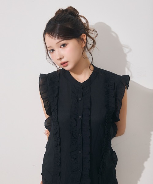 Noelie(ノエリー)の「フリルノースリーブブラウス(シャツ/ブラウス・レディース・その他1/その他2/ホワイト/ブラック/ブルー・FREE)」の19枚目の写真