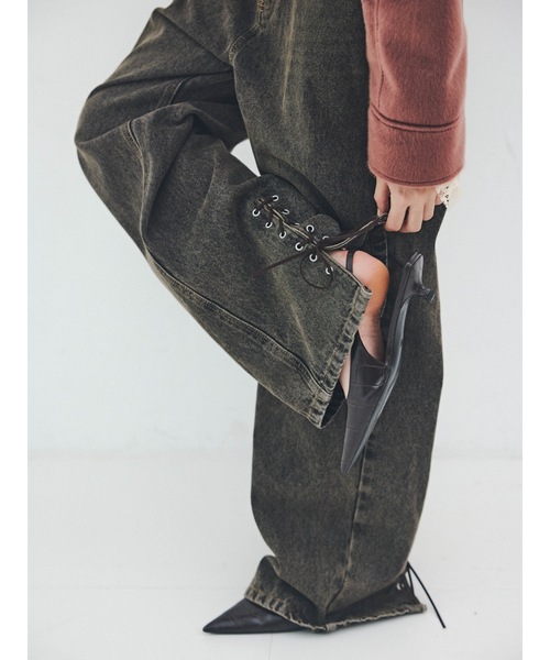 Katrin TOKYO(カトリーントーキョー)の「lace-up straight denim(デニムパンツ・レディース・ブルー/アッシュブラウン・S/XS/S-Short/M)」の2枚目の写真