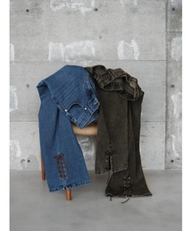 lace-up straight denim