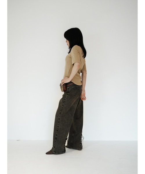 Katrin TOKYO(カトリーントーキョー)の「lace-up straight denim(デニムパンツ・レディース・ブルー/アッシュブラウン・S/XS/S-Short/M)」の6枚目の写真