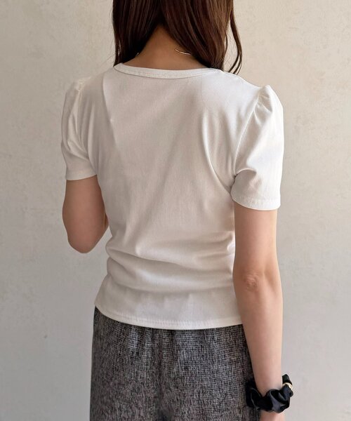 Thevon（ゼボン）の「レースドッキング半袖プルオーバー（Tシャツ/カットソー・レディース・ブラック/オフホワイト/グレー・FREE）」の6枚目の写真