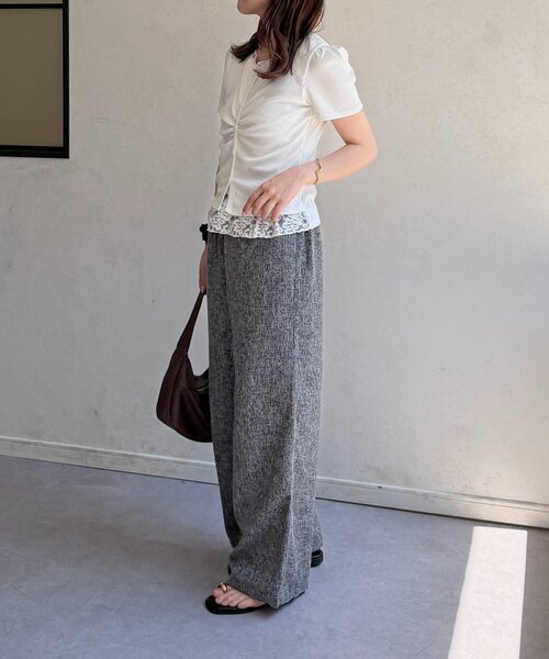 Thevon（ゼボン）の「レースドッキング半袖プルオーバー（Tシャツ/カットソー・レディース・ブラック/オフホワイト/グレー・FREE）」の9枚目の写真
