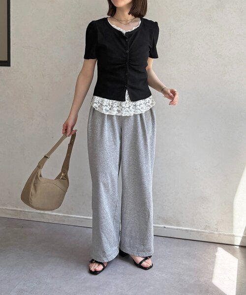 Thevon（ゼボン）の「レースドッキング半袖プルオーバー（Tシャツ/カットソー・レディース・ブラック/オフホワイト/グレー・FREE）」の16枚目の写真