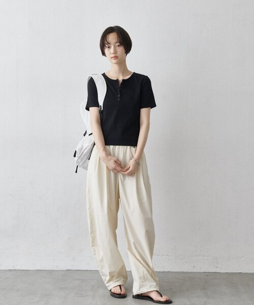 COLONY 2139（コロニートゥーワンスリーナイン）の「【WEB限定/リバイバル】ヘンリーネックテレコハーフスリーブTシャツ（Tシャツ/カットソー・レディース・レモンイエロー/オフホワイト/グレー/ブラック・FREE）」の18枚目の写真