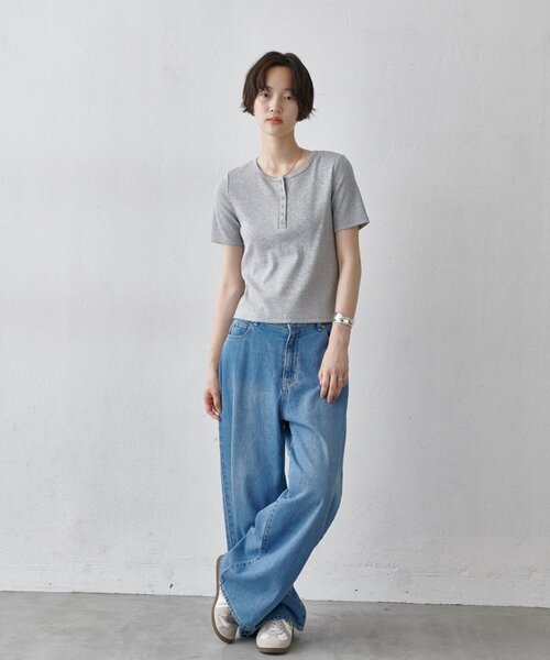 COLONY 2139（コロニートゥーワンスリーナイン）の「【WEB限定/リバイバル】ヘンリーネックテレコハーフスリーブTシャツ（Tシャツ/カットソー・レディース・レモンイエロー/オフホワイト/グレー/ブラック・FREE）」の14枚目の写真