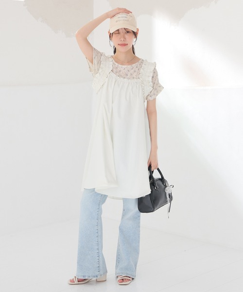 Honeys(ハニーズ)の「肩フリルワンピース(ワンピース・レディース・アイボリー/ブラウン/ブラック・L/LL/M/S)」の4枚目の写真