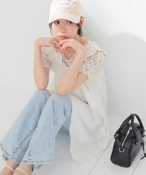Honeys(ハニーズ)の「肩フリルワンピース(ワンピース・レディース・アイボリー/ブラウン/ブラック・L/LL/M/S)」の5枚目の写真
