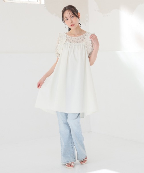 Honeys(ハニーズ)の「肩フリルワンピース(ワンピース・レディース・アイボリー/ブラウン/ブラック・L/LL/M/S)」の7枚目の写真