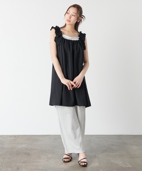 Honeys(ハニーズ)の「肩フリルワンピース(ワンピース・レディース・アイボリー/ブラウン/ブラック・L/LL/M/S)」の9枚目の写真