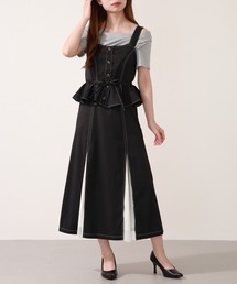 laulea麻調合繊部分プリーツジャンスカ