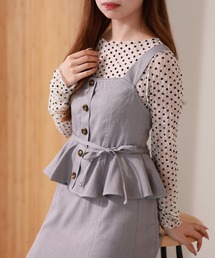 laulea麻調合繊部分プリーツジャンスカ