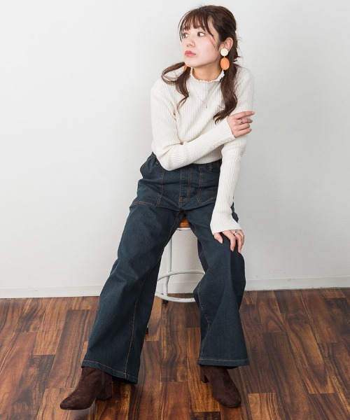 MARAI(マーライ)の「ウエストゴムストレッチデニムベイカーパンツ(デニムパンツ・レディース・ネイビー/ブルー/ワンウォッシュ・LL/4L/3L/M/L)」の20枚目の写真