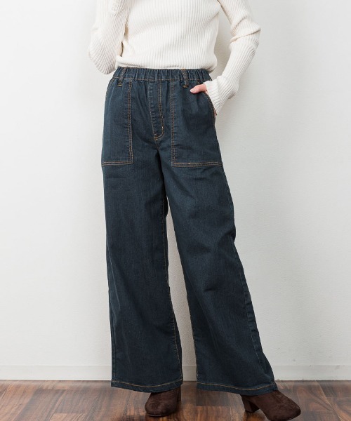 MARAI(マーライ)の「ウエストゴムストレッチデニムベイカーパンツ(デニムパンツ・レディース・ネイビー/ブルー/ワンウォッシュ・LL/4L/3L/M/L)」の21枚目の写真