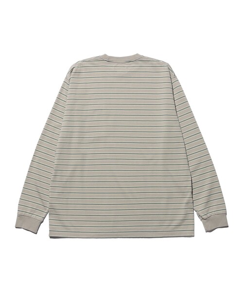 BEAMS PLUS(ビームスプラス)の「Pocket Tee Interlock Stripe(Tシャツ/カットソー・メンズ・ブラウン/グレー/オフホワイト・LARGE/X-LARGE/XX-LARGE/SMALL/MEDIUM)」の8枚目の写真