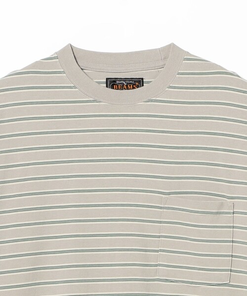 BEAMS PLUS(ビームスプラス)の「Pocket Tee Interlock Stripe(Tシャツ/カットソー・メンズ・ブラウン/グレー/オフホワイト・LARGE/X-LARGE/XX-LARGE/SMALL/MEDIUM)」の10枚目の写真