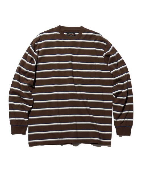 BEAMS PLUS(ビームスプラス)の「Pocket Tee Interlock Stripe(Tシャツ/カットソー・メンズ・ブラウン/グレー/オフホワイト・LARGE/X-LARGE/XX-LARGE/SMALL/MEDIUM)」の15枚目の写真