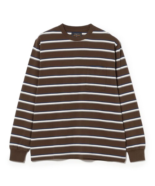 BEAMS PLUS(ビームスプラス)の「Pocket Tee Interlock Stripe(Tシャツ/カットソー・メンズ・ブラウン/グレー/オフホワイト・LARGE/X-LARGE/XX-LARGE/SMALL/MEDIUM)」の17枚目の写真