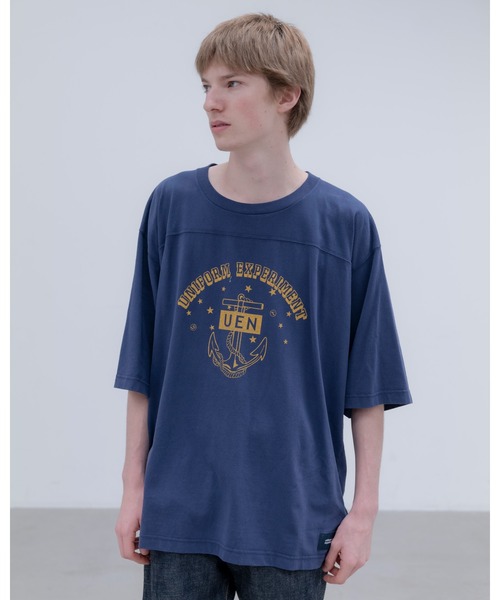 uniform experiment(ユニフォームエクスペリメント)の「UEN FOOTBALL TEE(Tシャツ/カットソー・メンズ・ホワイト/ネイビー・1/2/3/4/5)」の3枚目の写真